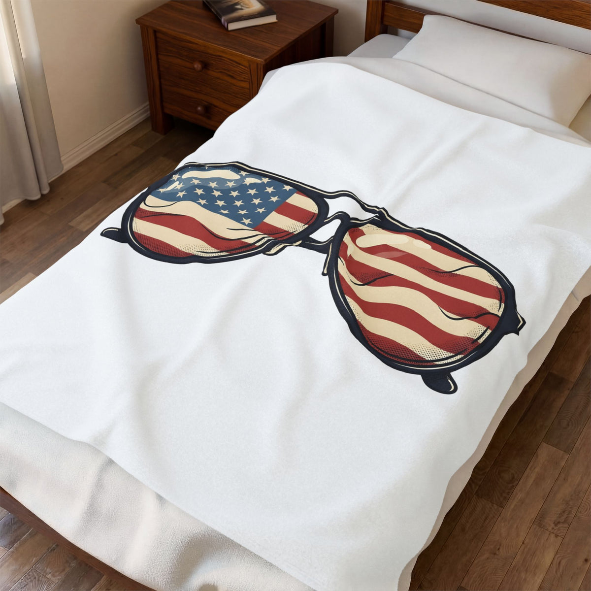 Sunglass Aviators Blanket 4th Of July Freedom Gift Women Hand Drawn Blanket Shades Blanket Independence Day Fan Illustrated Blanket Liberty Graphic