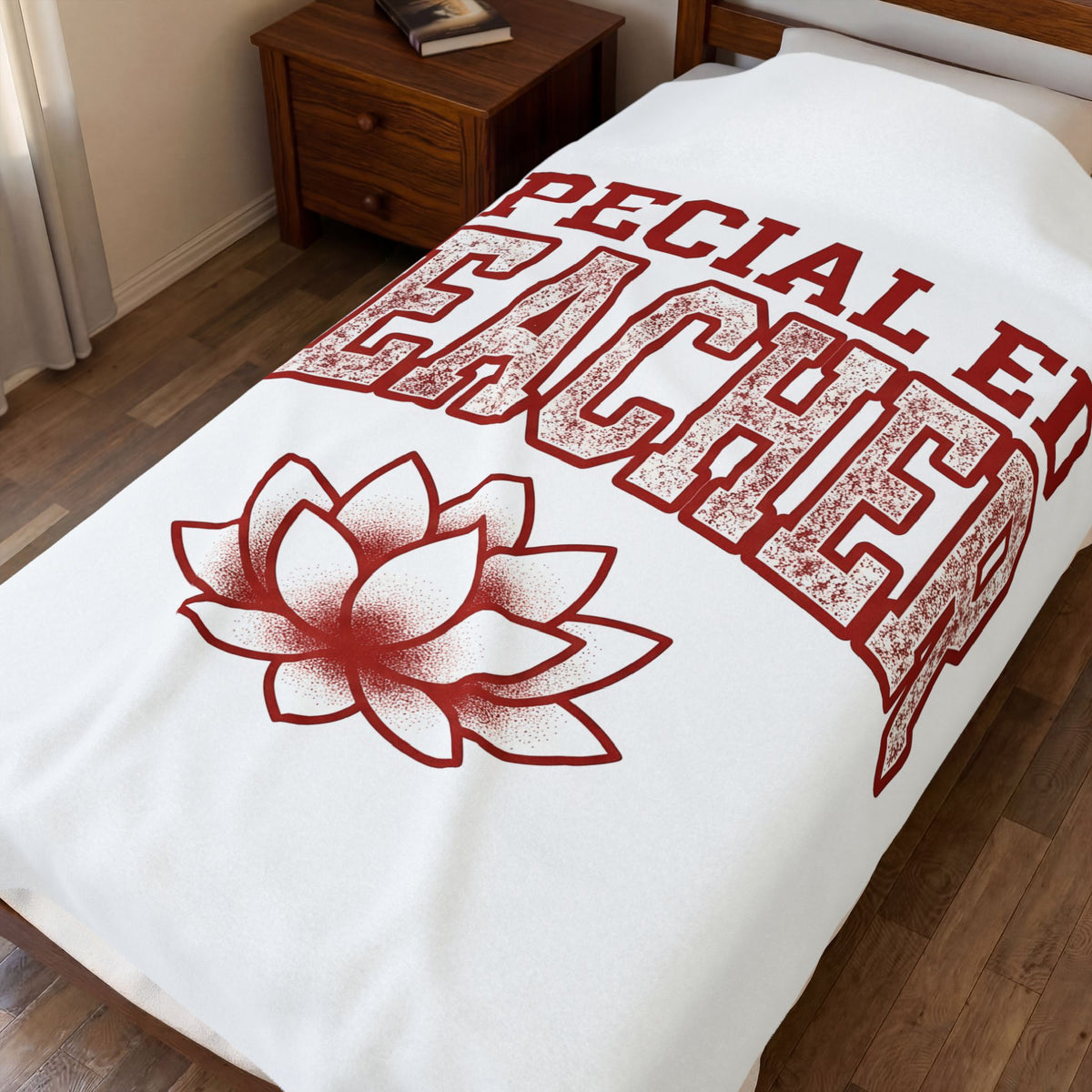 Lotus Petal Blanket Teacher Recognition Gift Women Faded Blanket Waterlily Blanket Educator Enthusiast Distressed Blanket Appreciation Graphic