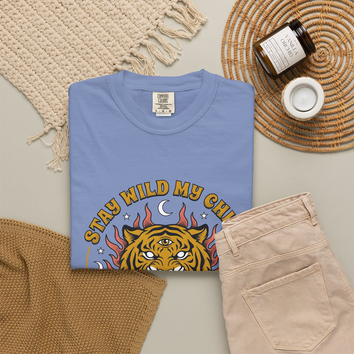 Tiger Head T-Shirt Boho Chic Animal Gift Women Psychedelic T-Shirt Tiger T-Shirt Hippie Fan Tribal Graphic Vintage Rose T-Shirt