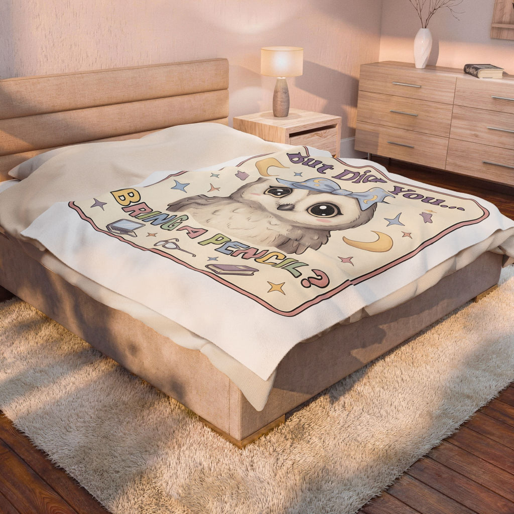Owl Bow Blanket Teachers School Gift Women Kawaii Blanket Owl Blanket Educator Enthusiast Cute Blanket Classroom Graphic Pastel Laptop Blanket