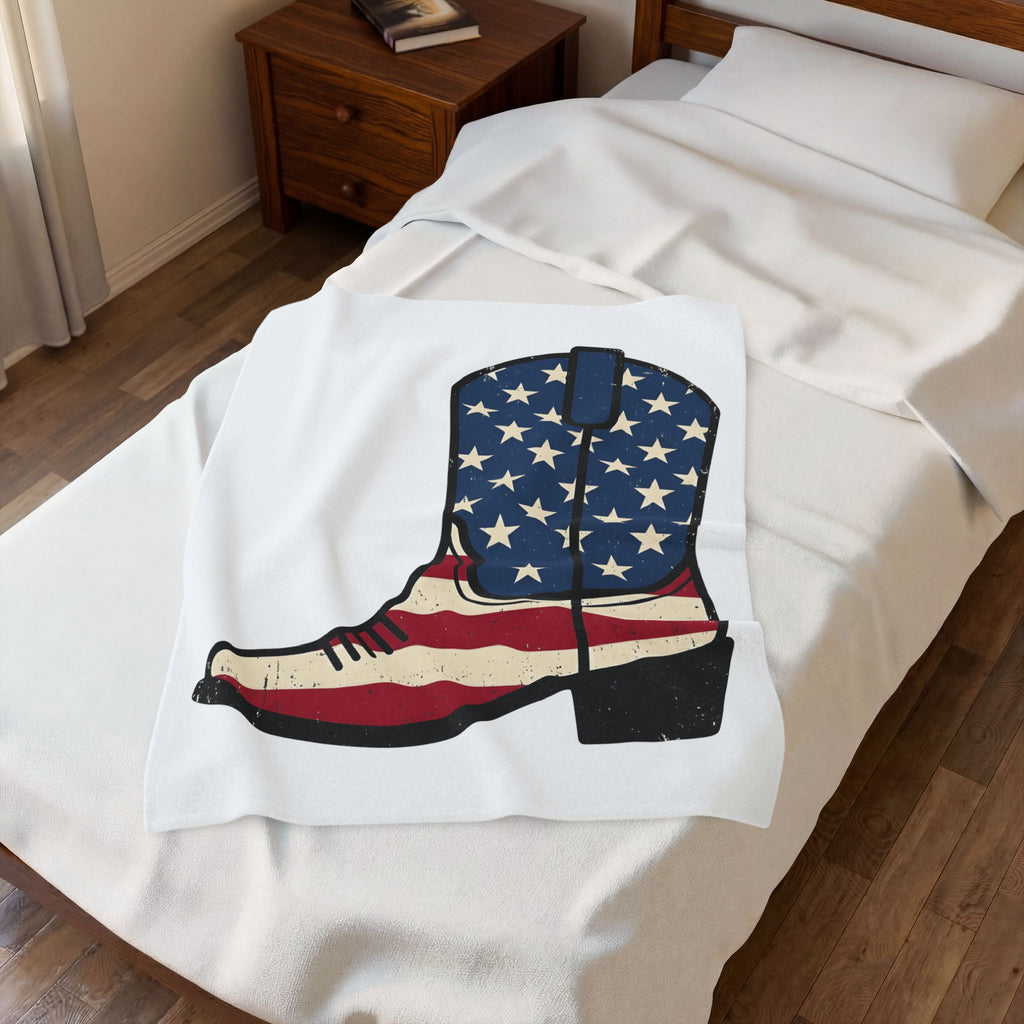 Leather Boot Blanket America Rodeo Gift Women Heritage Blanket Boot Blanket American Fan Boots Blanket Rodeo Graphic Antique Star Symbols Blanket