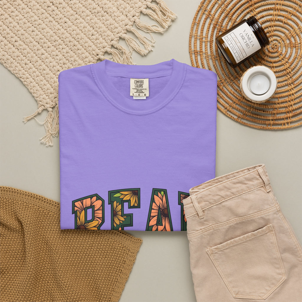 Flower Script T-Shirt Teacher Texts Gift Women Thick T-Shirt Typography T-Shirt Educator Enthusiast Calligraphy T-Shirt Message Graphic Old School