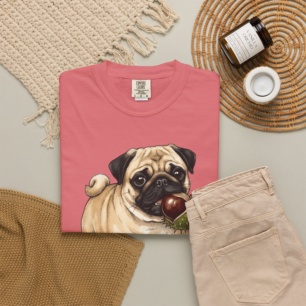 Pug Canine T-Shirt Dog Foliage Gift Women Acrylic T-Shirt Dog T-Shirt Dog Fan Painted T-Shirt Floral Graphic Line Art Warm Socks T-Shirt