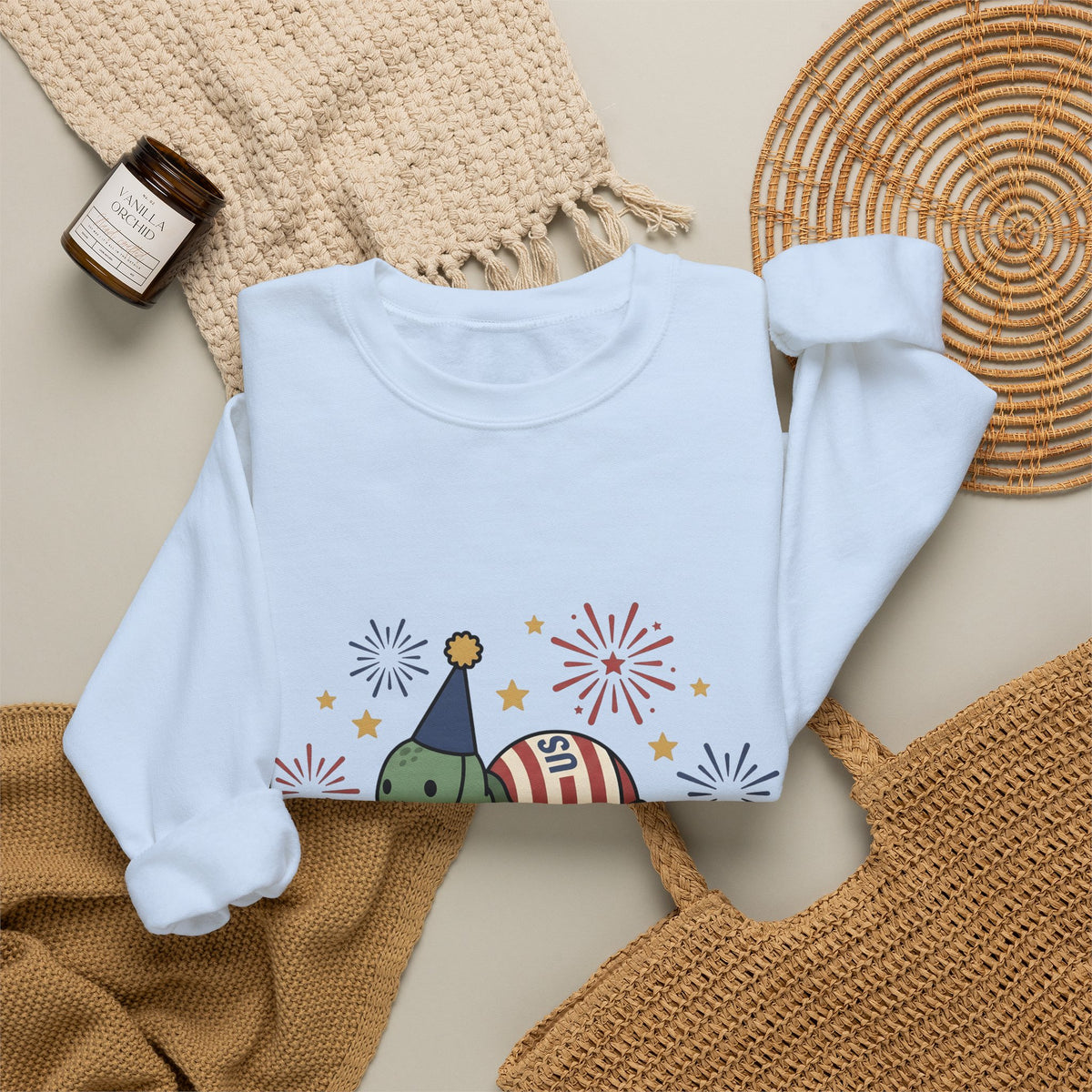 Turtle Celebration Hat Sweatshirt 4th Of July Usa Gift Women Sweet Sweatshirt Turtle Hat Sweatshirt Independence Day Fan Patriotic Sweatshirt American Graphic