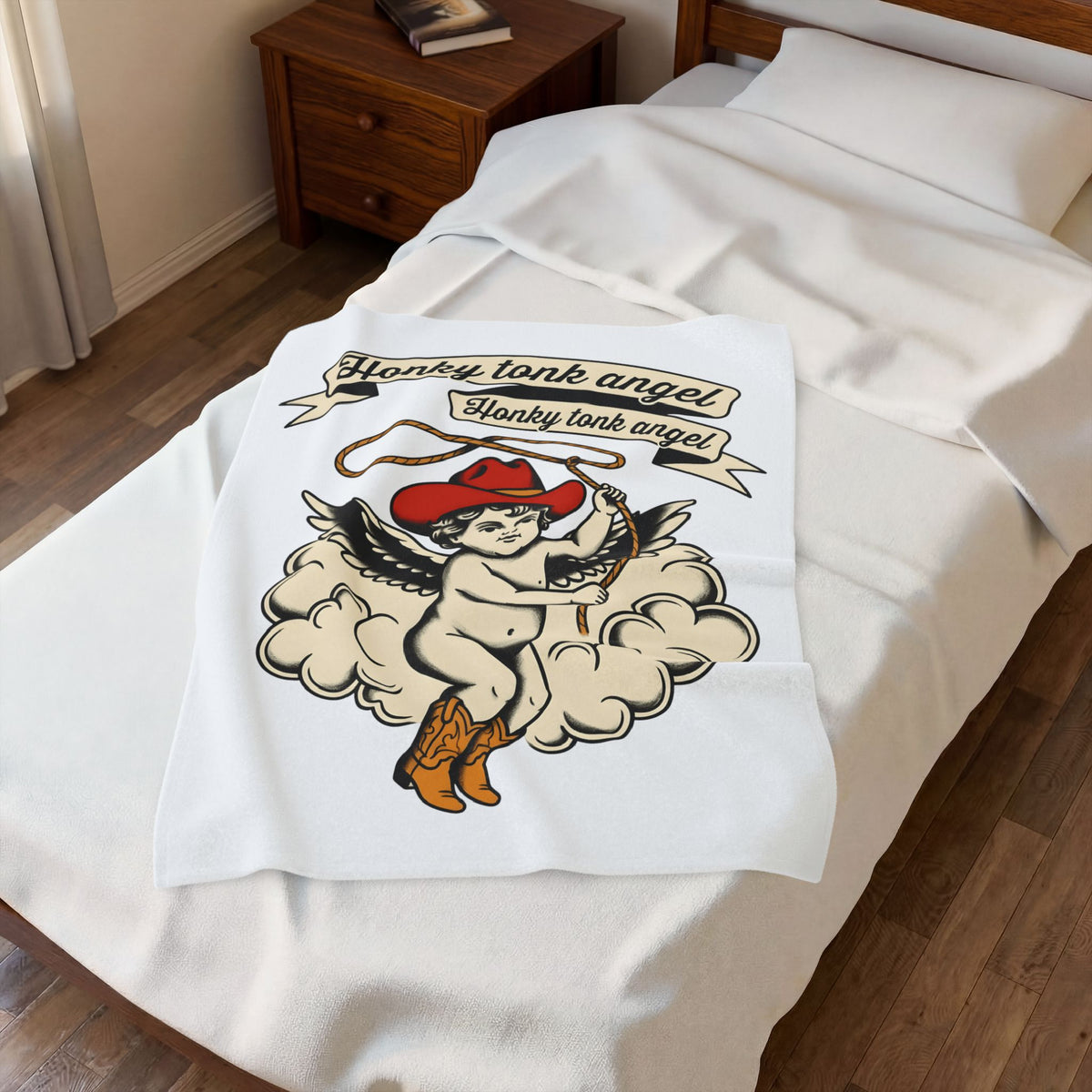 Ranch Angel Blanket Cowgirl Halo Gift Women Sketch Blanket Farm Angel Blanket Rodeo Fan Country Girl Blanket Heavenly Graphic Prairie Fog Blanket