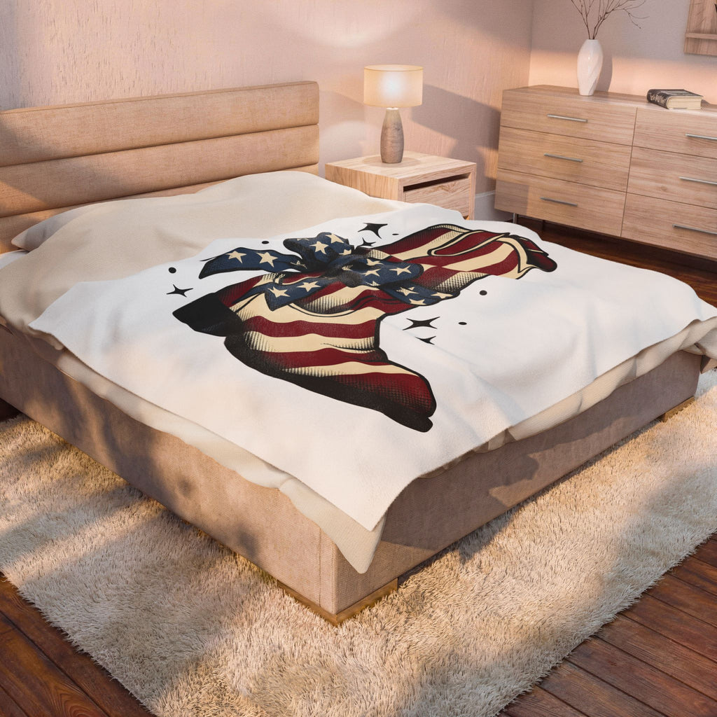Western Boot America 4Th Of July Cowboy Gift Rustic Boot Patriot Fan Cowboy Old Blanket