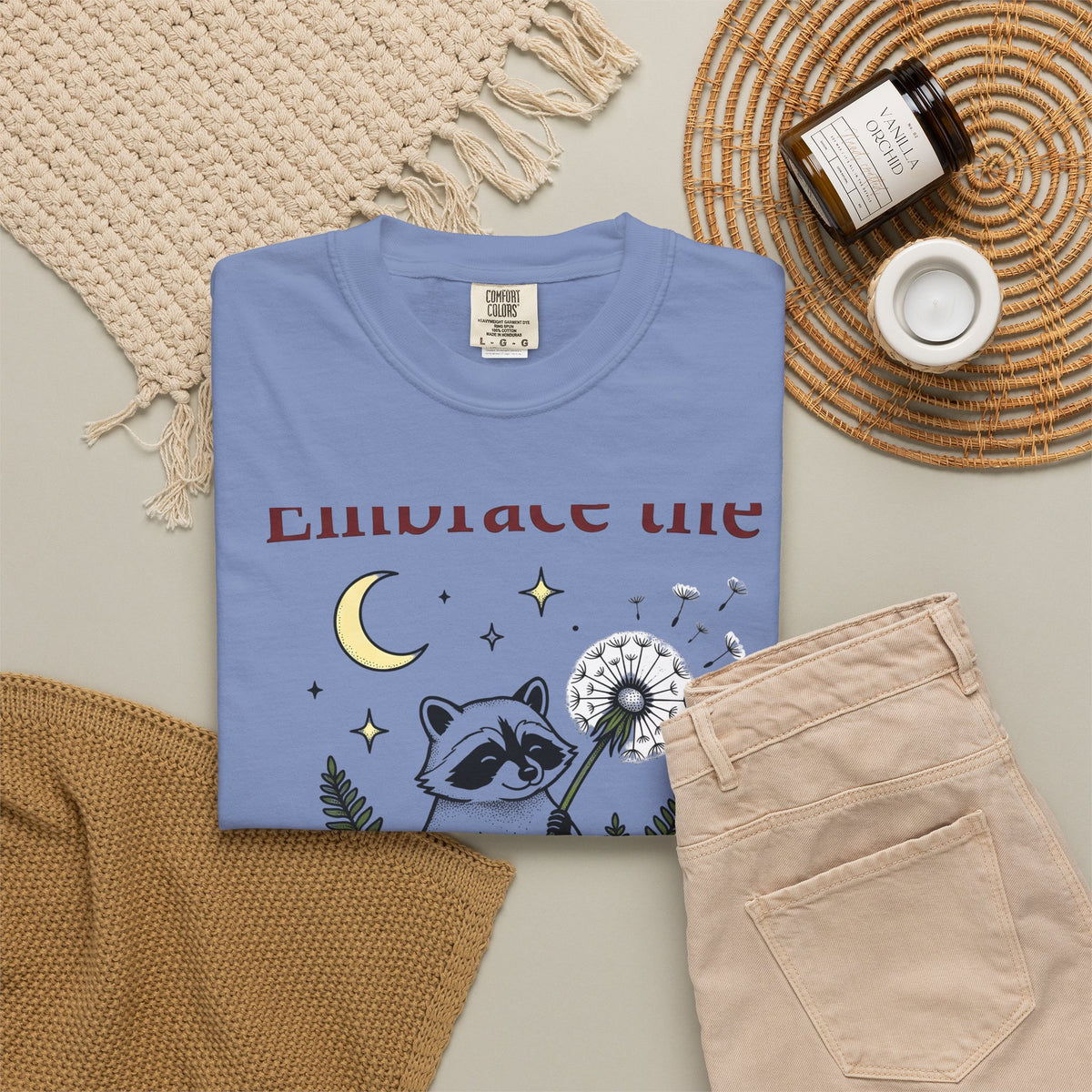 Raccoon Seed T-Shirt Cute Wildlife Gift Women Fanciful T-Shirt Trash Panda T-Shirt Adorable Fan Whimsical T-Shirt Animal Graphic Doodle Lunar