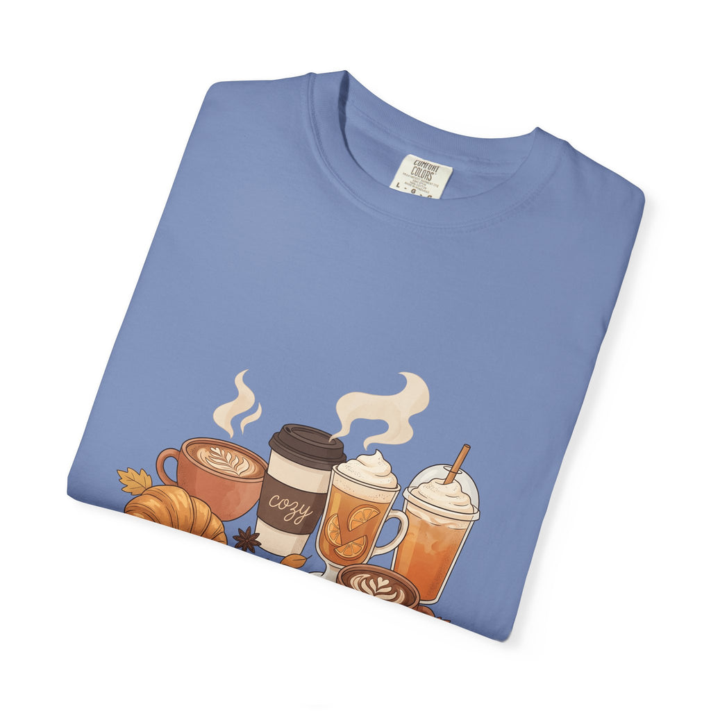 Espresso Drinks T-Shirt Coffee Harvest Gift Women Cartoon T-Shirt Coffee T-Shirt Coffee Fan Illustrated Graphic Autumn Design Line Art Baked Goods
