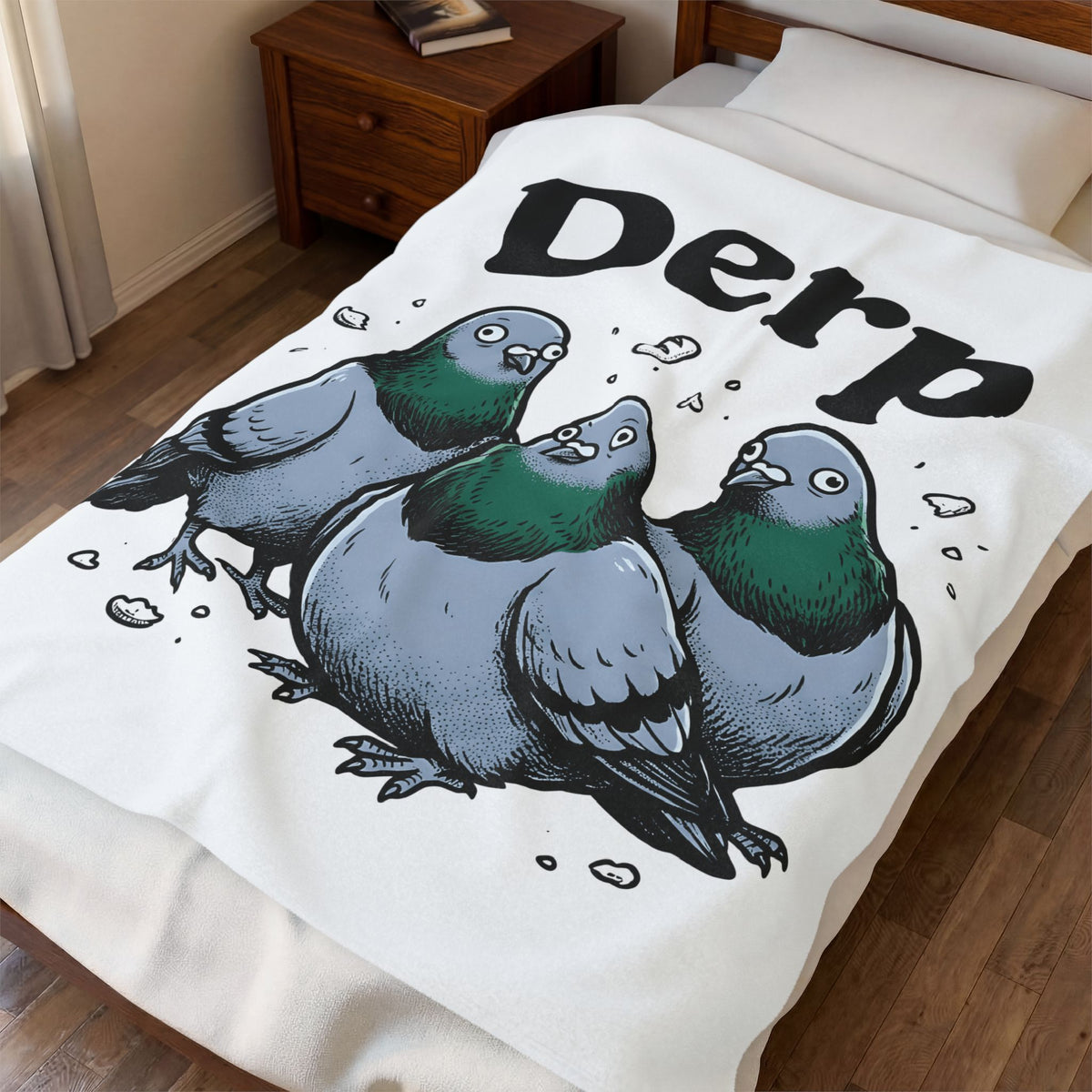Pigeon Trio Blanket Funny Animal Gift Women Cartoon Blanket Dove Blanket Humor Fan Comic Blanket Creature Graphic Vintage Bread Blanket