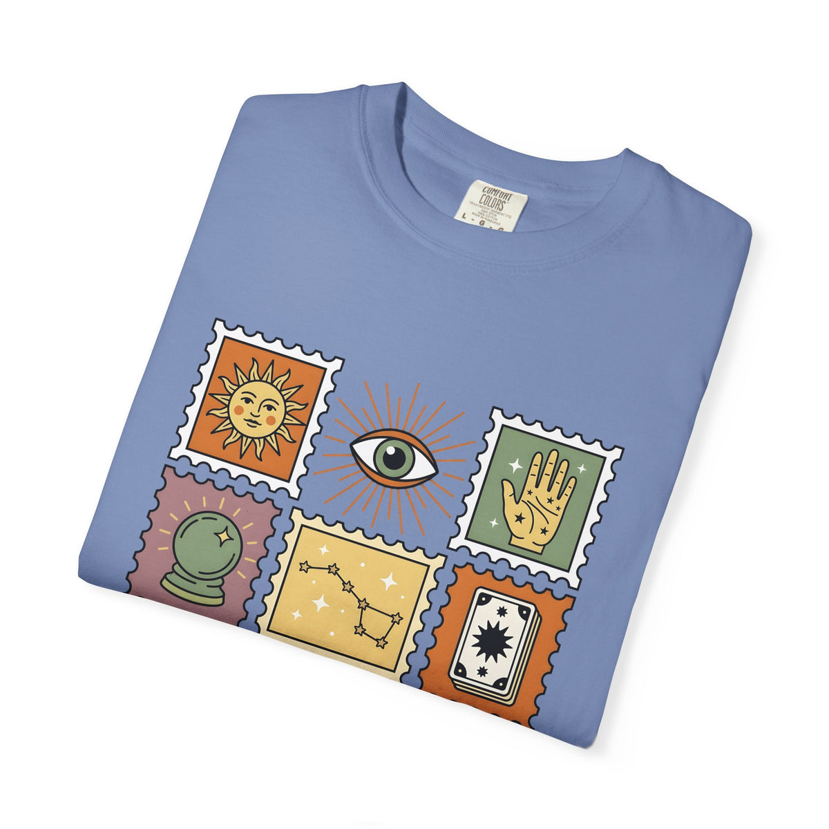 Magic Stamps T-Shirt Halloween Zodiac Gift Women Hippie T-Shirt Rubber Stamp T-Shirt Horror Fan Psychedelic T-Shirt Astrology Graphic Vintage