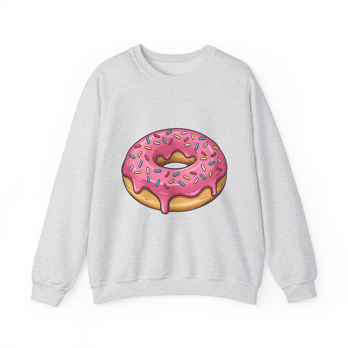 Donut Image Sweatshirt Desserts Cuisine Gift Women Comic Sweatshirt Doughnut Sweatshirt Pastry Fan Cartoon Sweatshirt Food Graphic Modern Nonpareils Sweatshirt