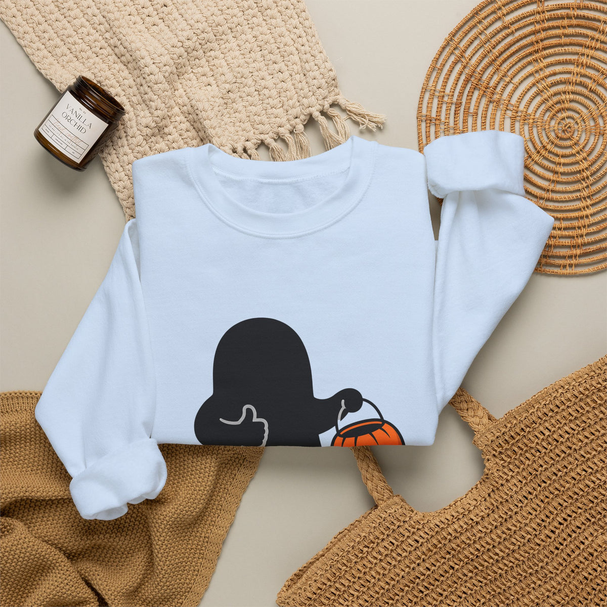 Ghost Halloween Satire Gift Specter Horror Fan Spooky Parody Plain Halloween Sweatshirt