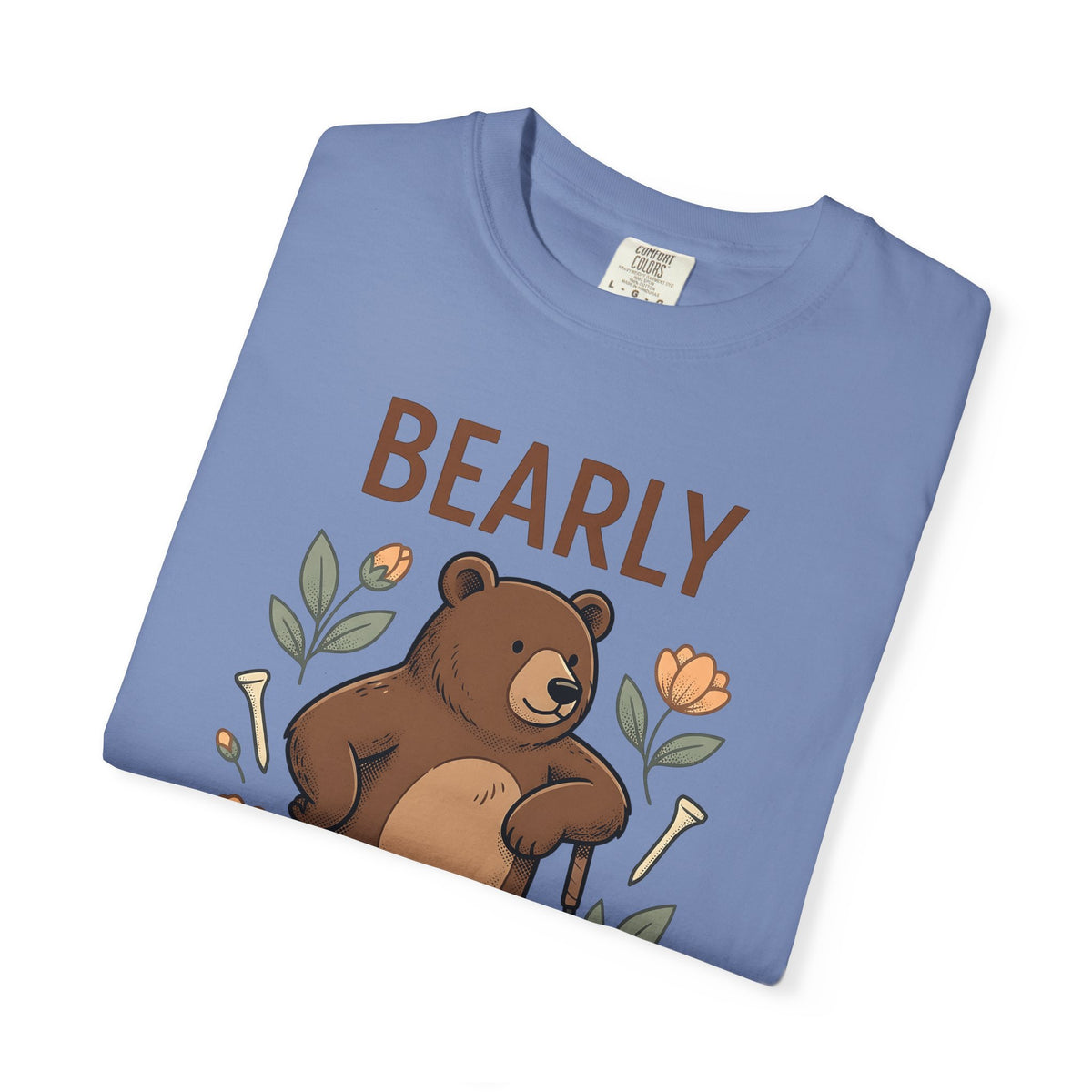 Bear Golf T-Shirt Golf Wildlife Gift Women Comic T-Shirt Teddy T-Shirt Golfer Fan Cartoon T-Shirt Animal Graphic Retro Floral T-Shirt