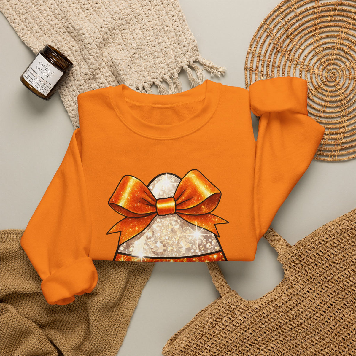 Candy Corn Sweatshirt Halloween Candy Gift Women Glitter Sweatshirt Triangular Corn Sweatshirt Spooky Fan Sparkling Sweatshirt Sweets Graphic Kawaii Bow Sweatshirt