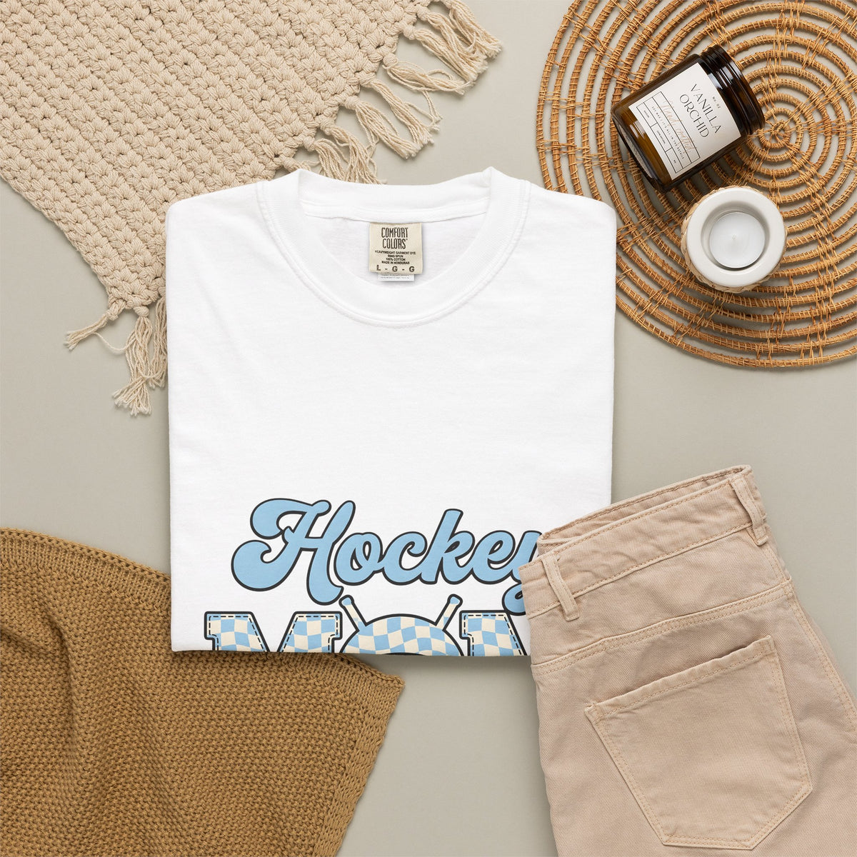 Hockey Puck T-Shirt Hockey Mom Sports Gift Women Retro T-Shirt Puck T-Shirt Hockey Fan Vintage T-Shirt Athletic Graphic Checkered Hockey Sticks