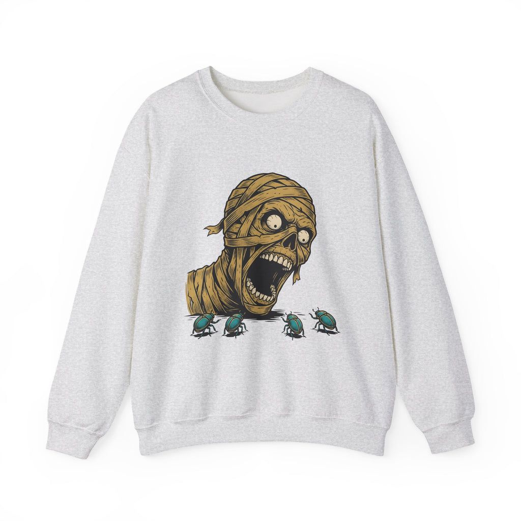 Mummy Skull Sweatshirt Halloween Ghost Gift Women Creepy Sweatshirt Skull Sweatshirt Horror Fan Spooky Sweatshirt Specter Graphic Classic Scarab Sweatshirt