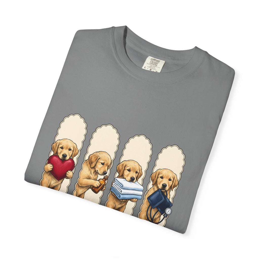 Golden Dog Puppy Nurse Pet Gift Puppy Healthcare Enthusiast Doggo Animal Minimalist T-Shirt