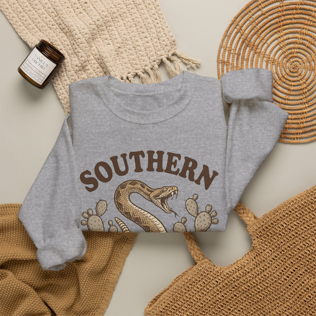 Rattlesnake Graphic Sweatshirt Cowgirl Southern Gift Women Vintage Sweatshirt Snake Sweatshirt Rodeo Fan Retro Sweatshirt Dixie Graphic Western Cactus Sweatshirt