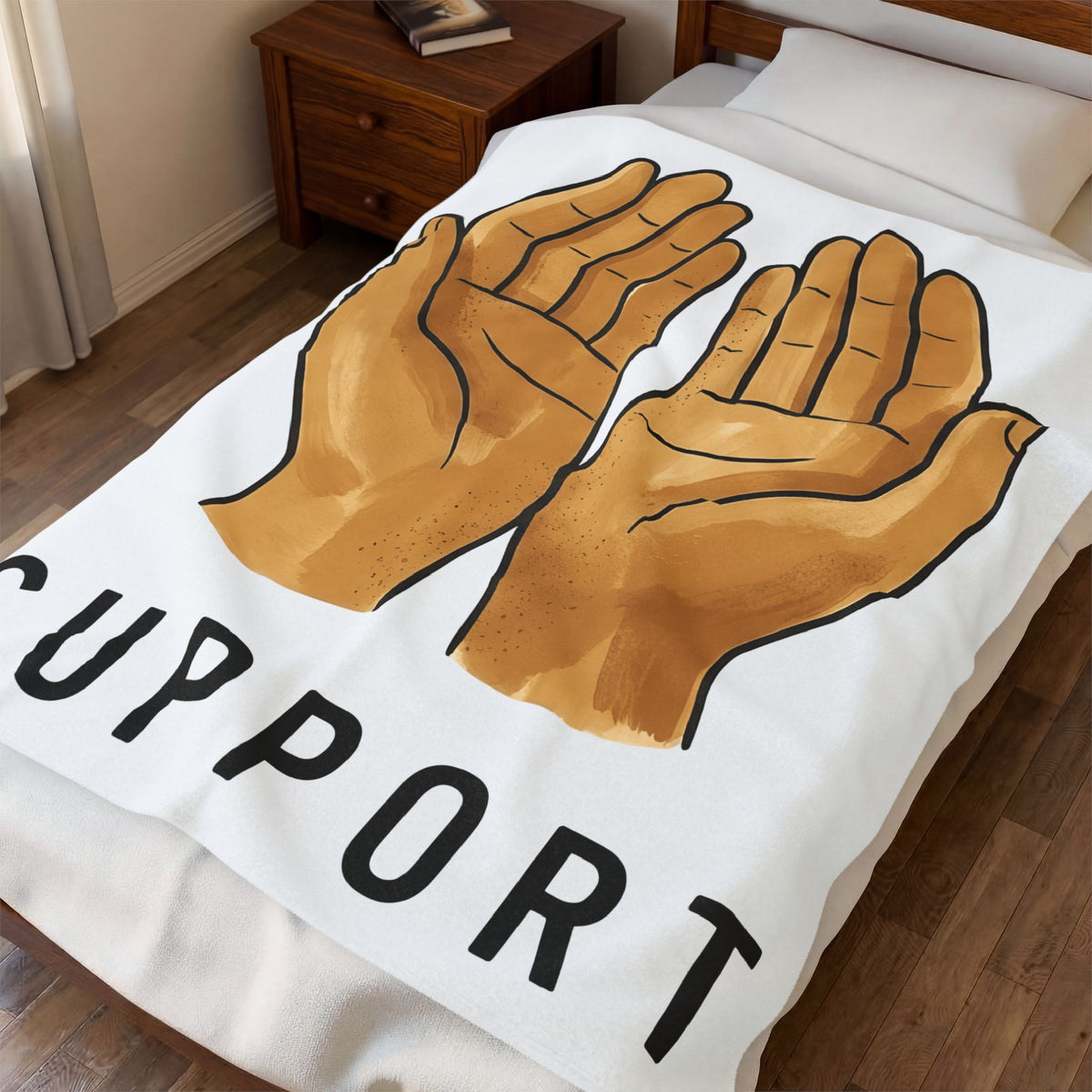 Open Palms Blanket Support Thanks Gift Women Sketch Blanket Hands Blanket Caregiver Enthusiast Drawing Illustration Gratitude Graphic Simple