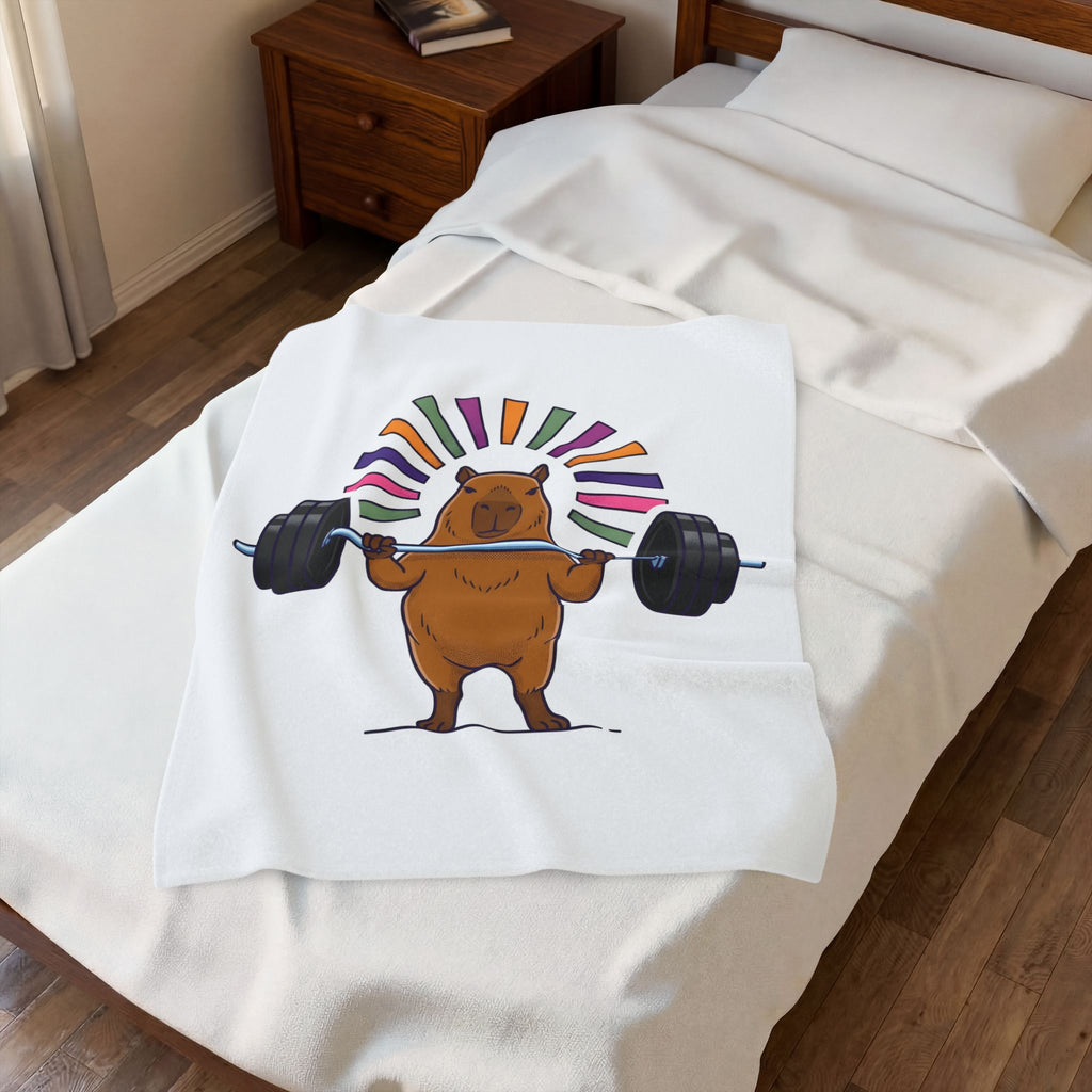 Capybara Gym Training Blanket Sports Pets Gift Women Hand Drawn Blanket Rodent Blanket Athlete Enthusiast Illustrated Pet Graphic Classic Rainbow