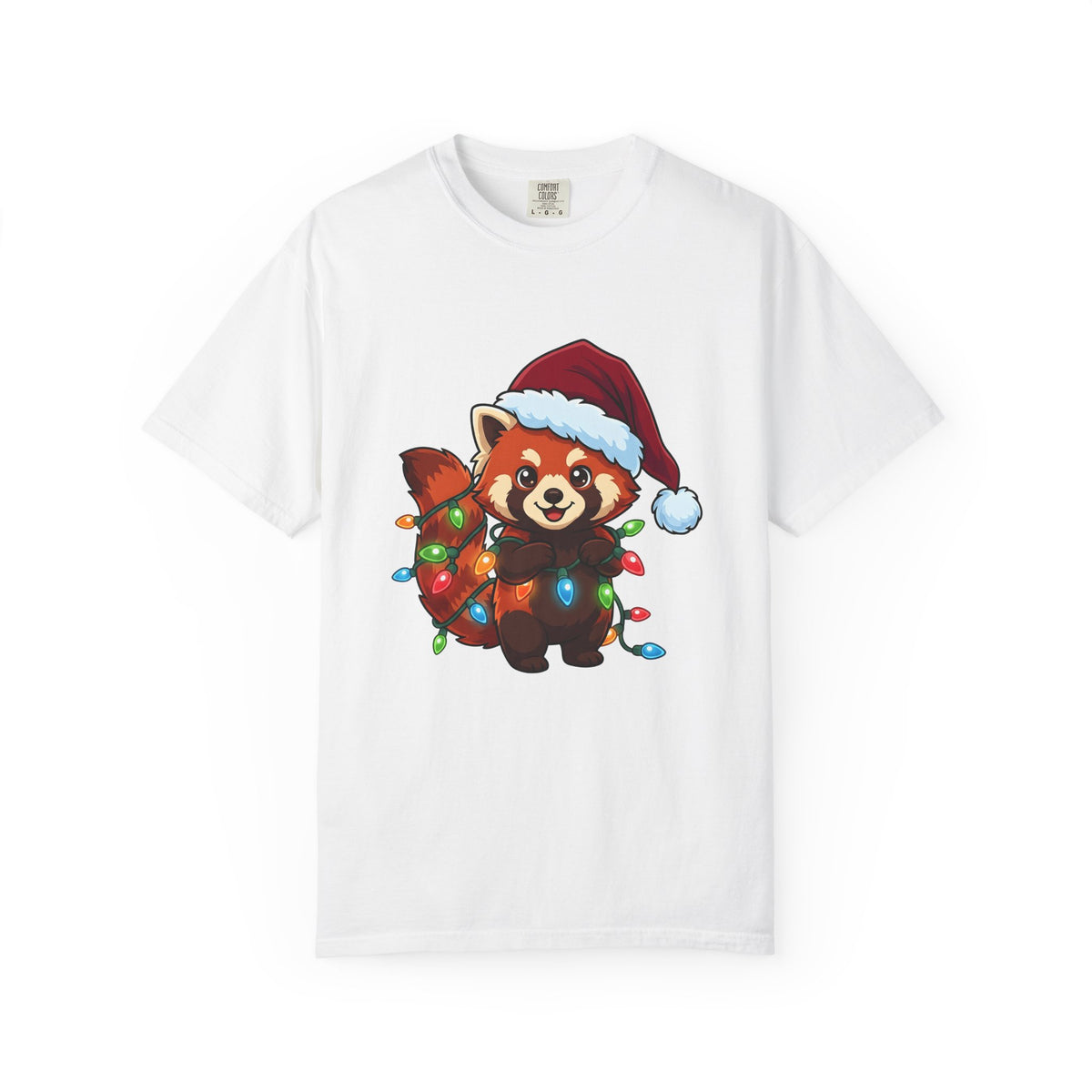 Red Panda Animals Festive Gift Chibi Panda Wildlife Fan Cartoon Holiday Animated Xmas Lights T-Shirt