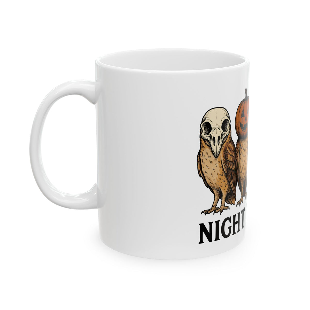 Owl Halloween Fauna Gift Rustic Owl Horror Fan Hoot Wildlife Doodle Lantern Mug
