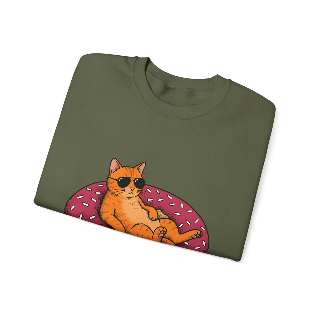 Feline Donut Sweatshirt Cat Cuisine Gift Women Animated Sweatshirt Cat Sweatshirt Cat Fan Kitty Sweatshirt Food Graphic Classic Glasses Sweatshirt