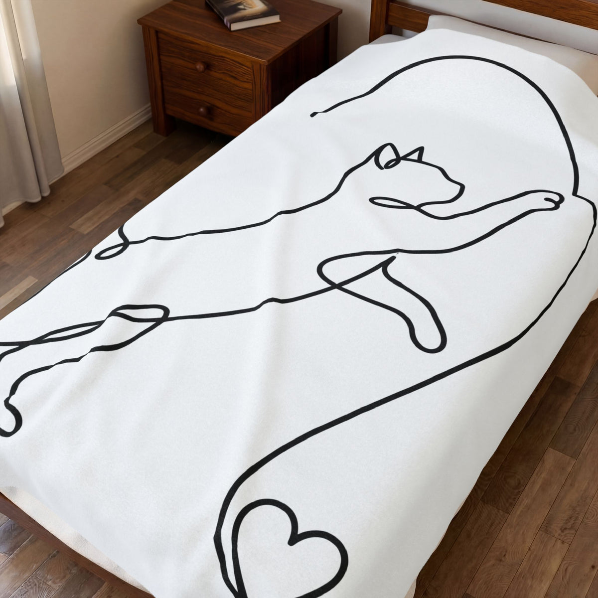 Cat Sketch Blanket Cat Creatures Gift Women Basic Blanket Kitten Blanket Cat Fan Feline Blanket Simple Illustration Animal Graphic Geometric Heart