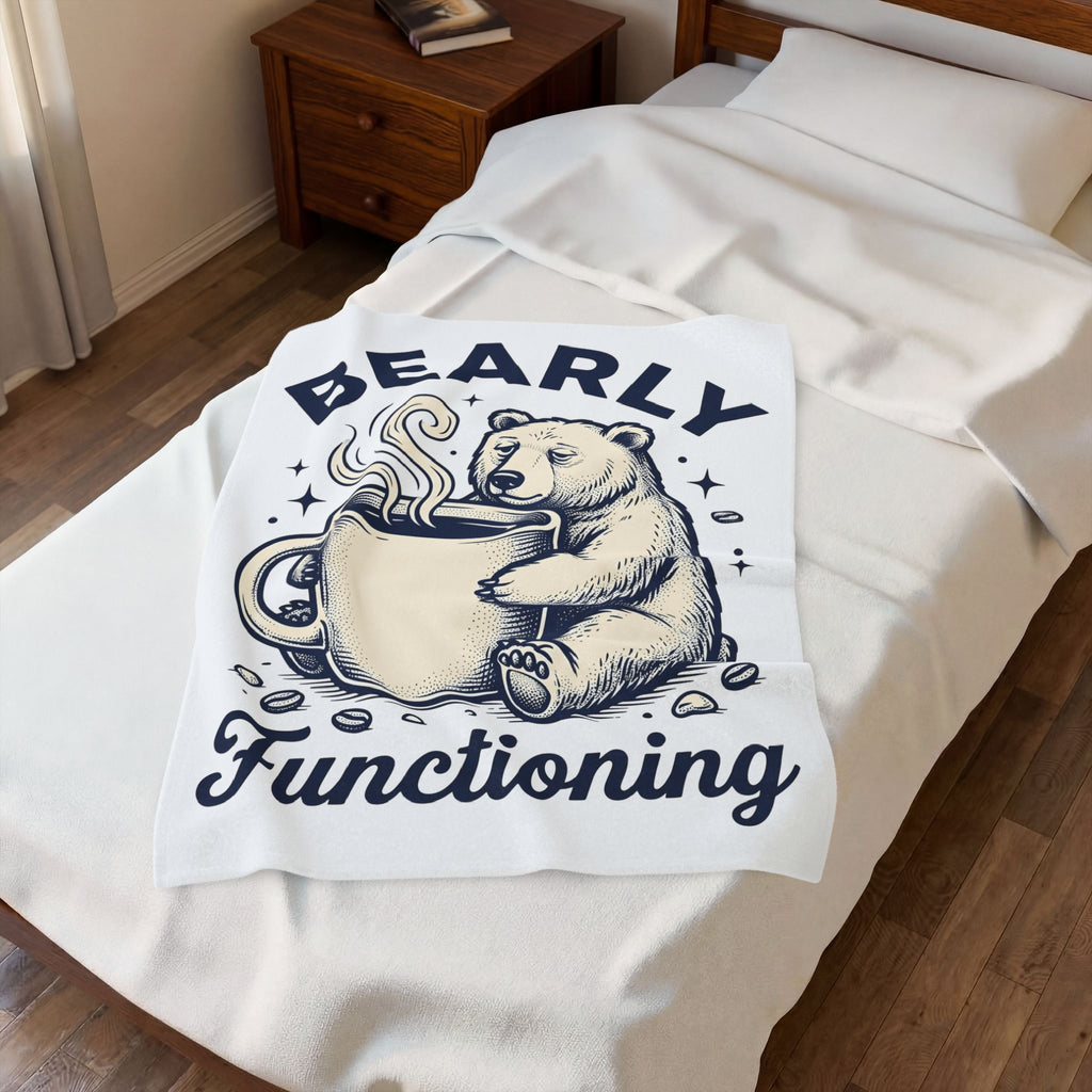 Grizzly Coffee Cup Blanket Funny Creatures Gift Women Doodle Blanket Coffee Blanket Blanket Humor Fan Cartoon Blanket Beast Graphic Line Art Coffee
