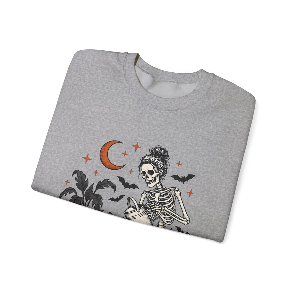 Skeleton Gardener Sweatshirt Mom Halloween Gift Women Tattoo Sweatshirt Bones Sweatshirt Mother Enthusiast Ink Sweatshirt Spooky Graphic Vintage Houseplants
