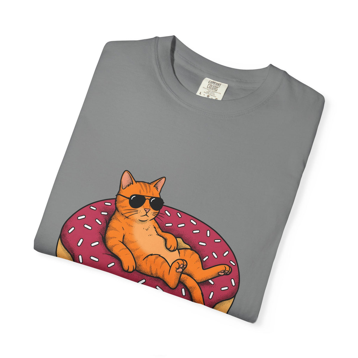 Feline Donut T-Shirt Cat Cuisine Gift Women Animated T-Shirt Cat T-Shirt Cat Fan Kitty T-Shirt Food Graphic Classic Glasses T-Shirt