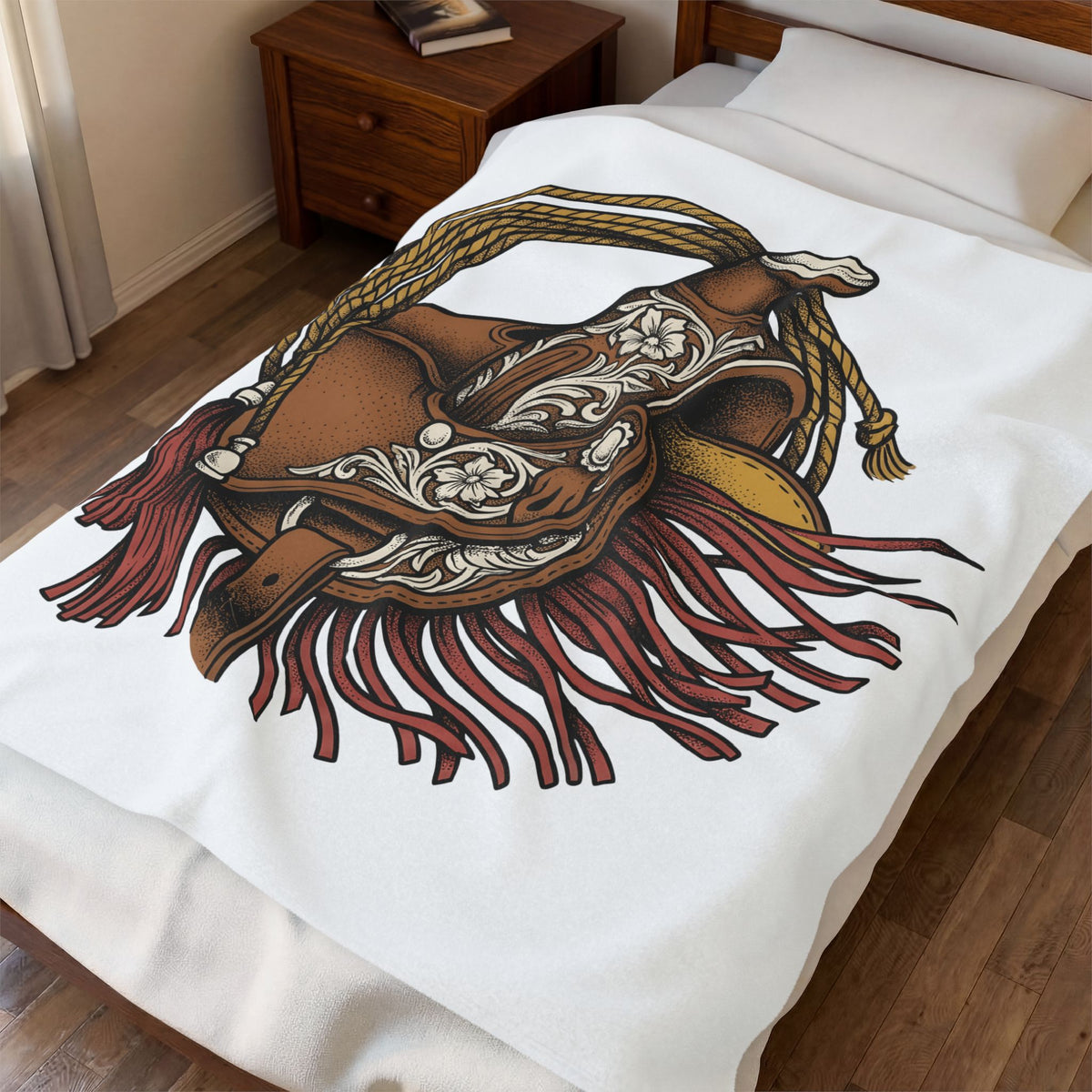 Leather Saddle Blanket Cowgirl Agriculture Gift Women Old School Tattoo Blanket Saddle Blanket Cowboy Fan Tattooed Blanket Farming Graphic Faded