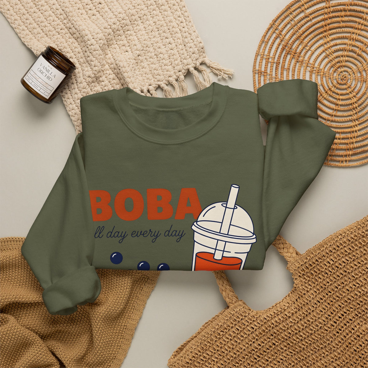 Tapioca Tea Sweatshirt Boba Dessert Gift Women Hand Drawn Sweatshirt Bubble Tea Sweatshirt Boba Fan Hand Drawn Sweatshirt Sweet Graphic Line Art Carp Sweatshirt