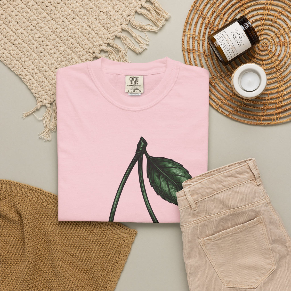 Patriotic Cherries T-Shirt America Fruit Gift Women Hand Drawn T-Shirt Cherries T-Shirt American Enthusiast Illustrated Graphic Vintage Leaf