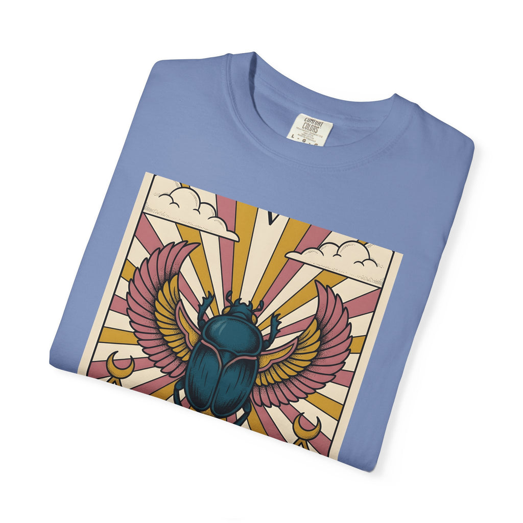 Beetle T-Shirt Boho Chic Esoteric Gift Women Divination Card T-Shirt Bug T-Shirt Bohemian Fan Tarot T-Shirt Mystical Graphic Hand Drawn Crescent