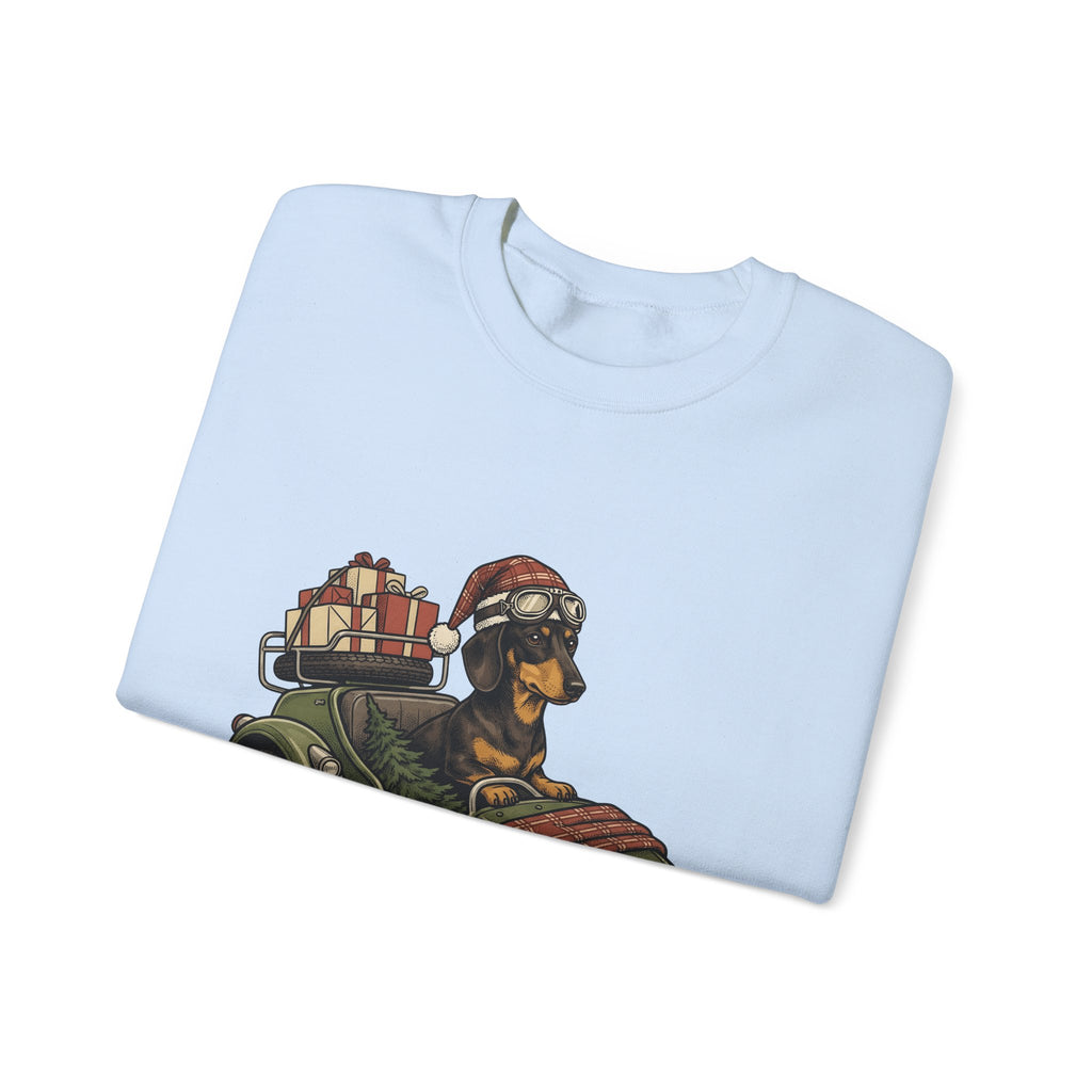 Wiener Dog Sweatshirt Christmas Creatures Gift Women Old School Sweatshirt Dachshund Sweatshirt Holiday Fan Retro Sweatshirt Animal Graphic Doodle Motorbike