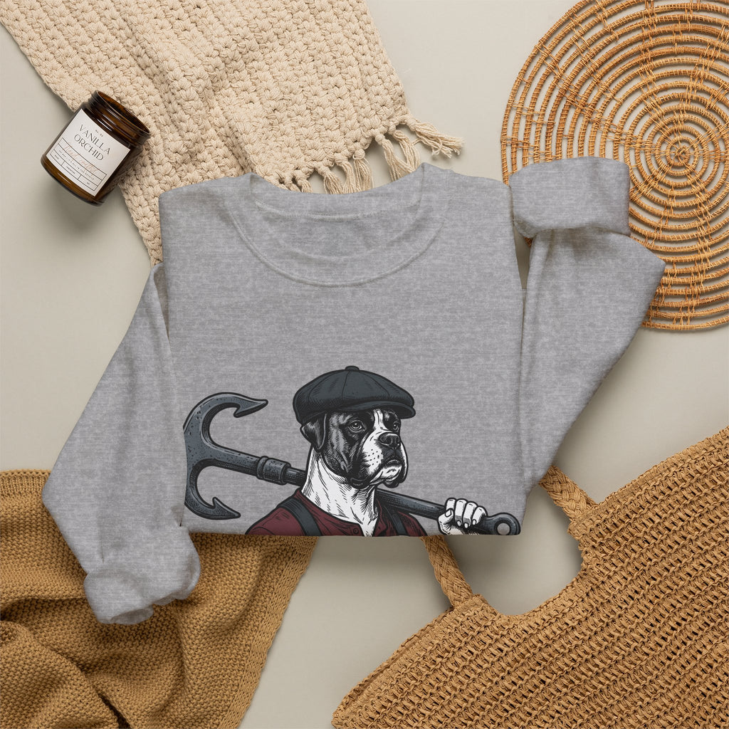 Boxer Hound Sweatshirt Dog Craftsman Gift Women Classic Sweatshirt Hound Dog Sweatshirt Dog Fan Vintage Sweatshirt Artisan Graphic Doodle Flat Hat Sweatshirt