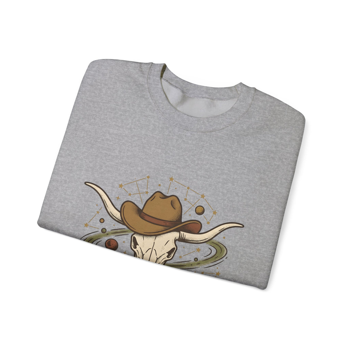 Longhorn Skull Hat Sweatshirt Cowgirl Western Gift Women Vintage Sweatshirt Skullcap Sweatshirt Rodeo Fan Retro Sweatshirt Design Retro Planets Sweatshirt