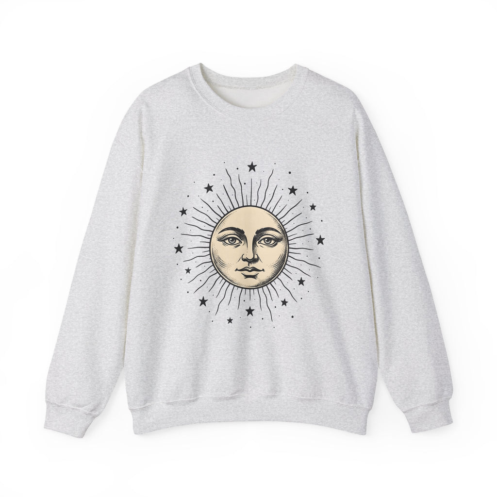 Sun Face Sweatshirt Boho Chic Space Gift Women Rustic Sweatshirt Sun Sweatshirt Hippie Fan Bohemian Sweatshirt Galaxy Graphic Line Art Stars Sweatshirt