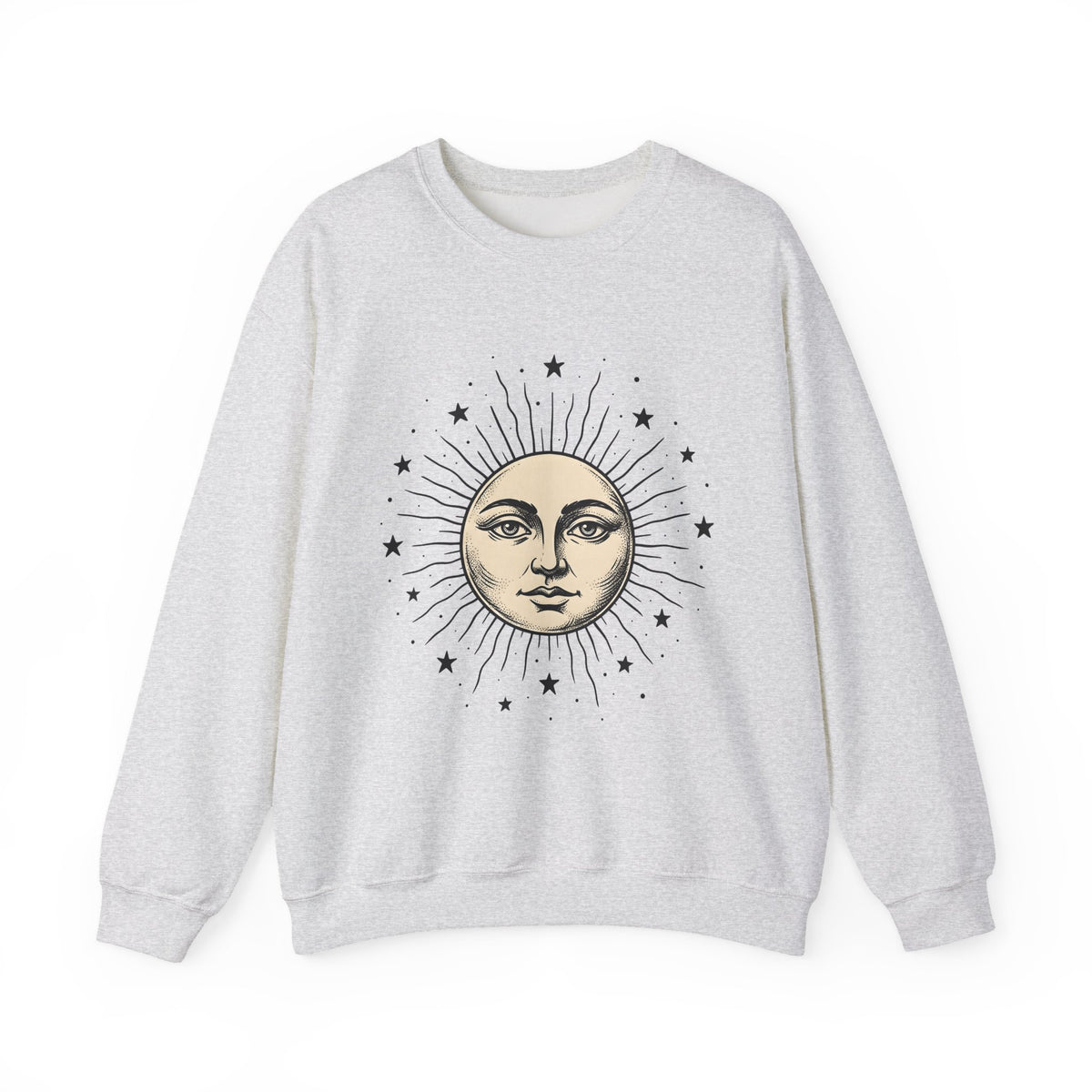 Sun Face Sweatshirt Boho Chic Space Gift Women Rustic Sweatshirt Sun Sweatshirt Hippie Fan Bohemian Sweatshirt Galaxy Graphic Line Art Stars Sweatshirt