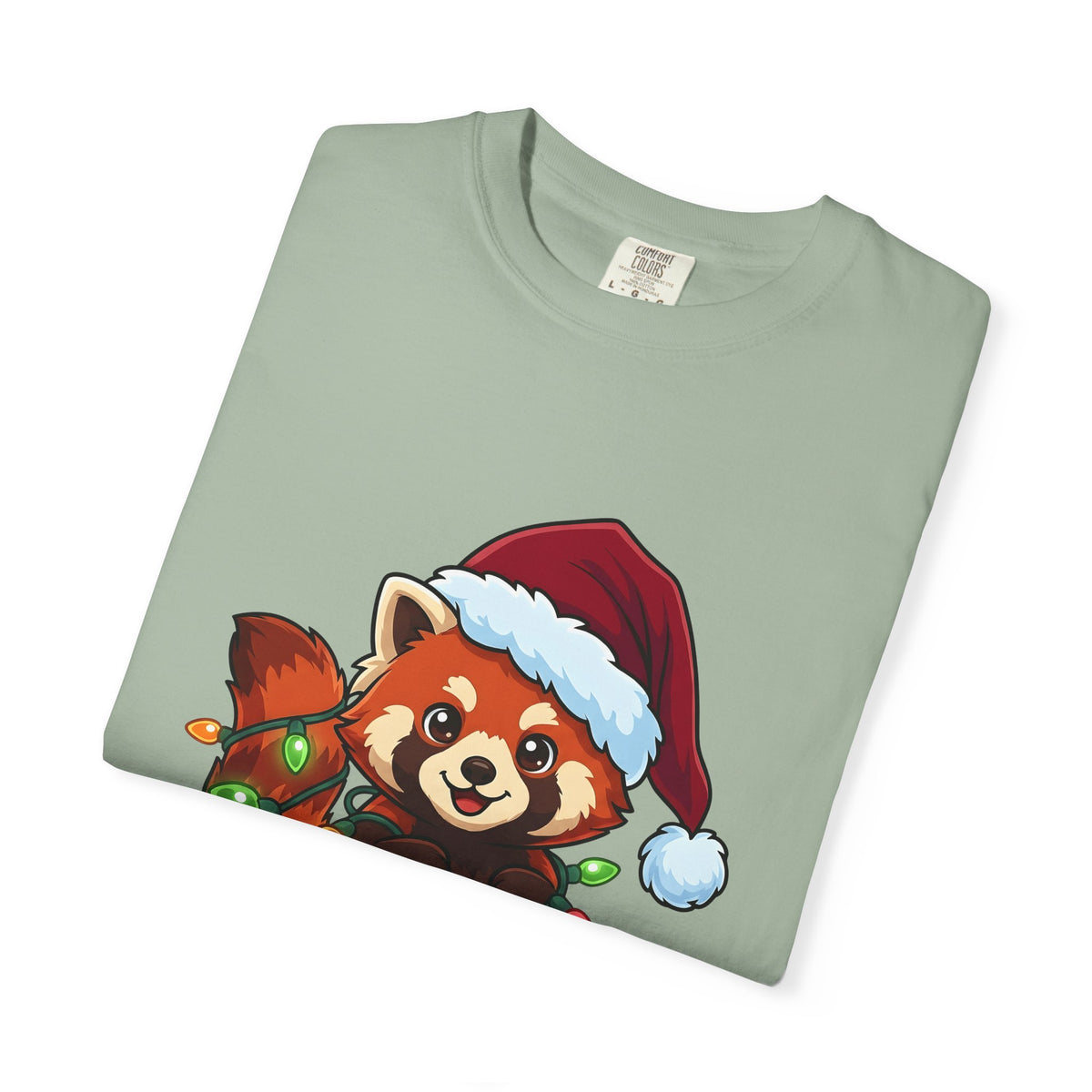 Red Panda Animals Festive Gift Chibi Panda Wildlife Fan Cartoon Holiday Animated Xmas Lights T-Shirt