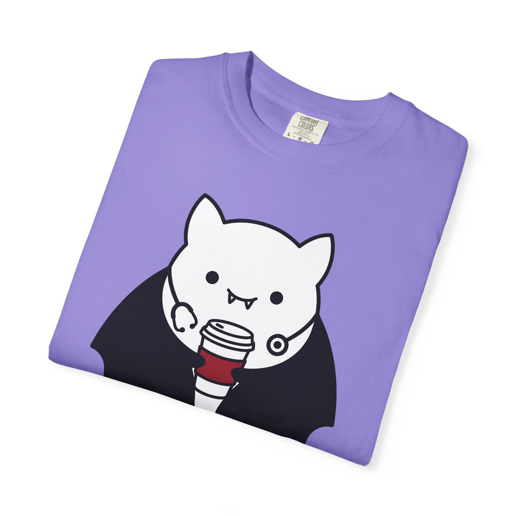 Vampire Coffee T-Shirt T-Shirt Nurses Fall Gift Women Cartoon T-Shirt Coffee Cup T-Shirt Nurse Enthusiast Comic T-Shirt Autumn Graphic Clean Nurse