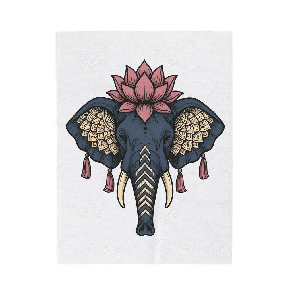 Elephant Bloom Blanket Boho Creature Gift Women Ethnic Blanket Elephant Blanket Hippie Fan Tribal Blanket Animal Graphic Line Art Design Blanket