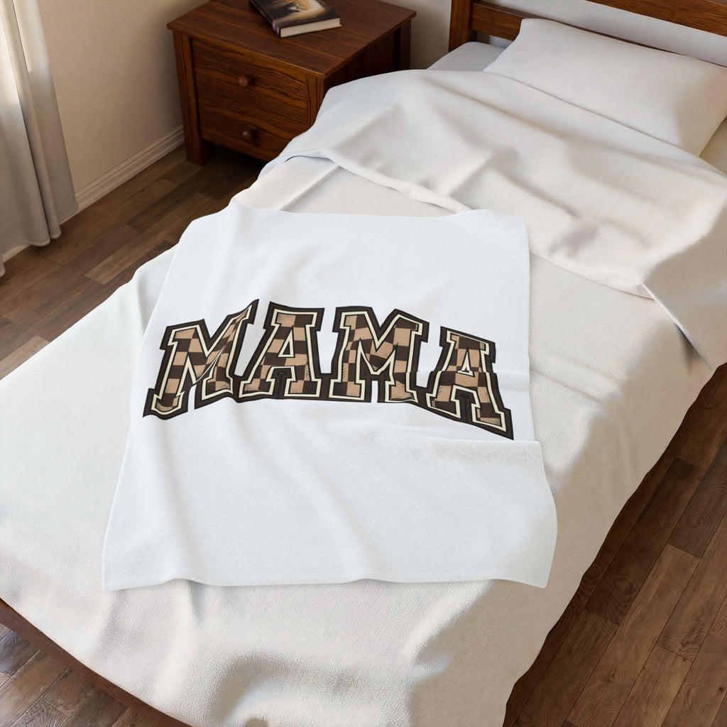 Checkered Varsity Letters Blanket Mama Baby Gift Women Powerful Blanket Varsity Jacket Blanket Mom Fan Bold Blanket Infant Graphic Old School Grid