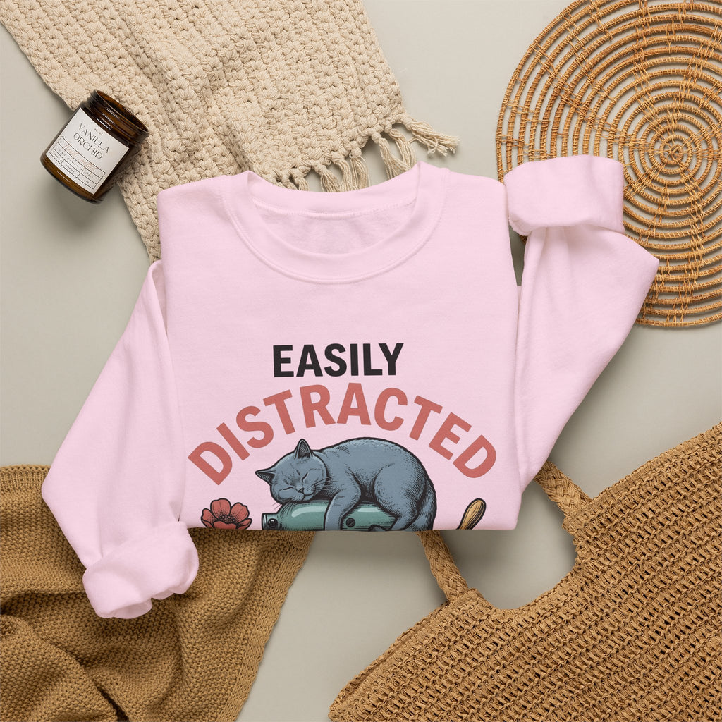Cat Blender Sweatshirt Cat Dessert Gift Women Retro Sweatshirt Blender Sweatshirt Cat Fan Vintage Sweatshirt Pastry Graphic Sketch Blossoms Sweatshirt