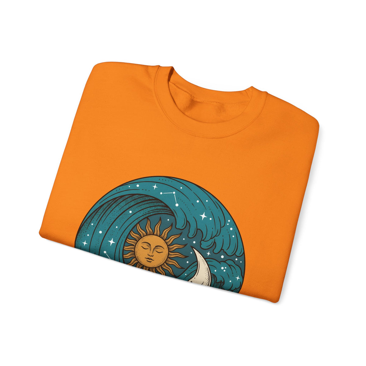 Sun Moon Sea Celestial Horoscope Gift Folk Ocean Astrology Enthusiast Bohemian Zodiac Rustic Star Sweatshirt