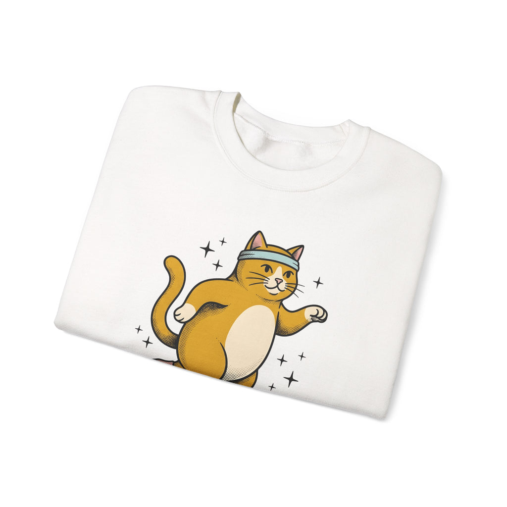 Skating Cat Sweatshirt Funny Feline Gift Women Comic Sweatshirt Cat Sweatshirt Humor Fan Cartoon Sweatshirt Kitty Graphic Vintage Sparkles Sweatshirt
