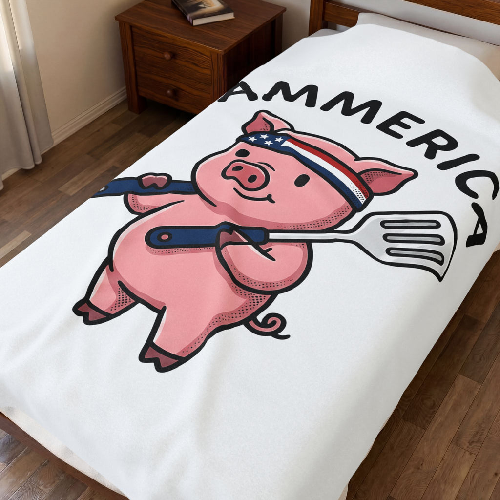 Pig Cook Blanket 4th Of July Grill Gift Women Comic Blanket Swine Cook Blanket Independence Day Fan Cartoon Blanket Barbecue Graphic Design Graphic