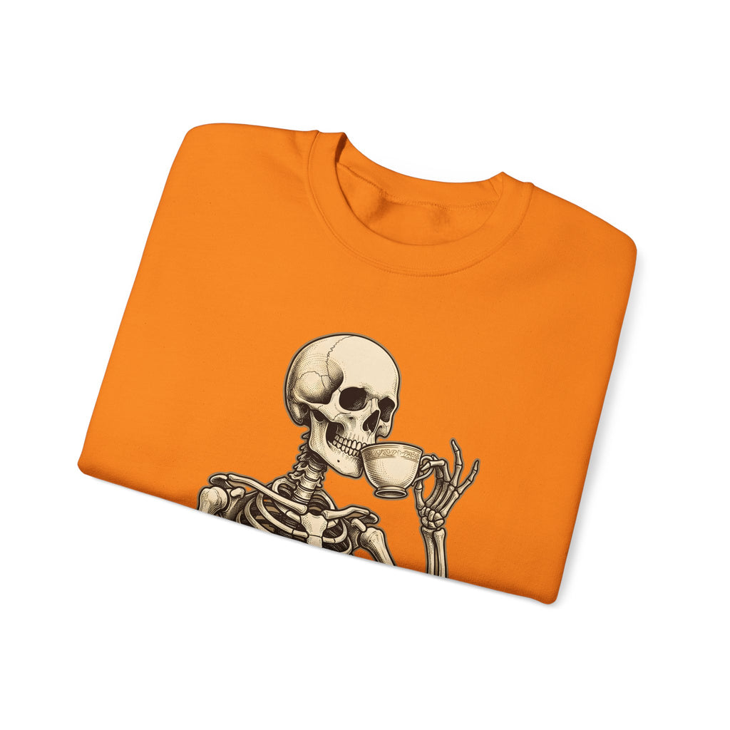 Skeleton Tea Cup Sweatshirt Halloween Goth Gift Women Vintage Sweatshirt Tea Cup Sweatshirt Horror Fan Retro Sweatshirt Dark Graphic Hand