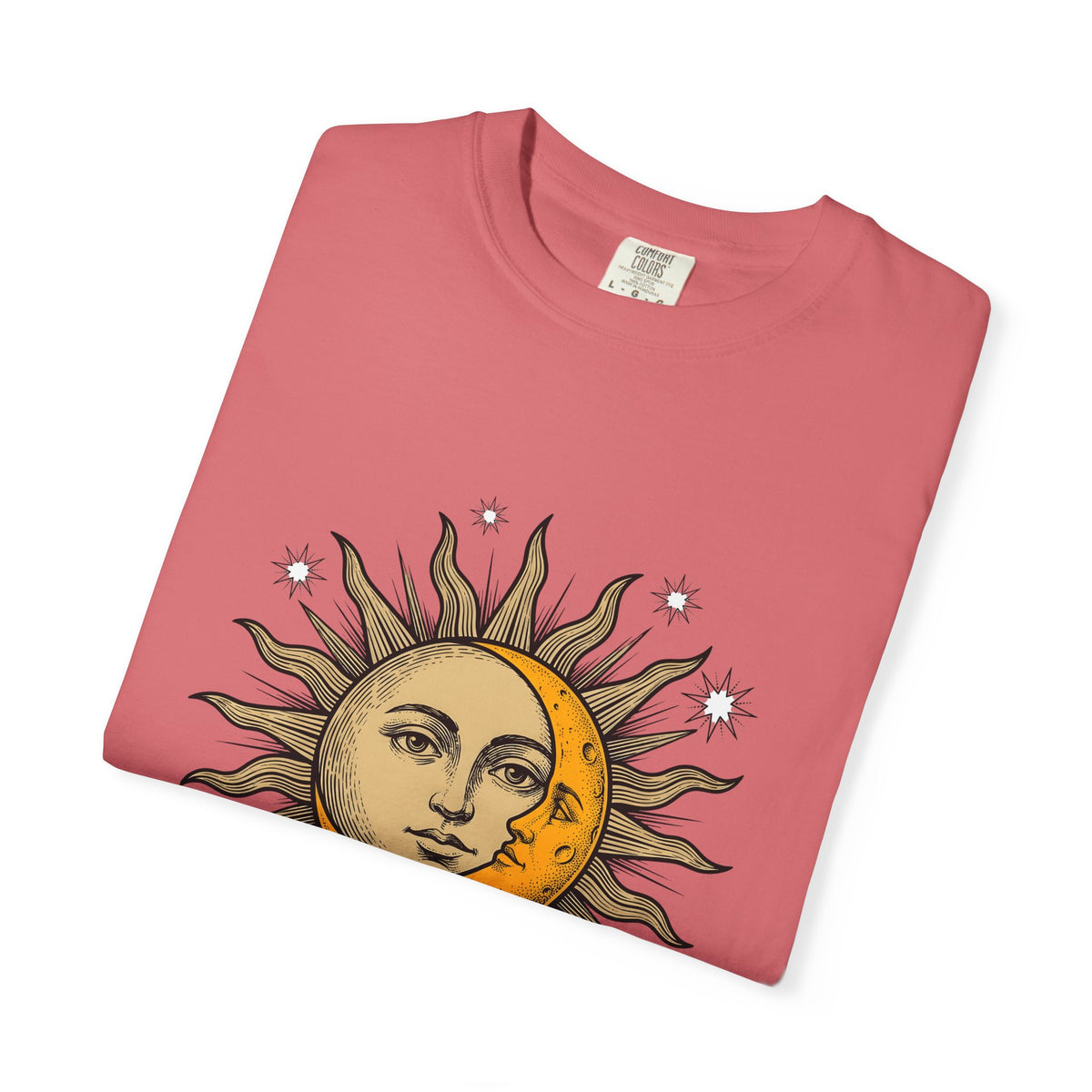 Sun Moon Faces T-Shirt Celestial Zodiac Gift Women Hippie T-Shirt Moonface T-Shirt Galaxy Fan Cosmic T-Shirt Astrology Graphic Retro Stars T-Shirt